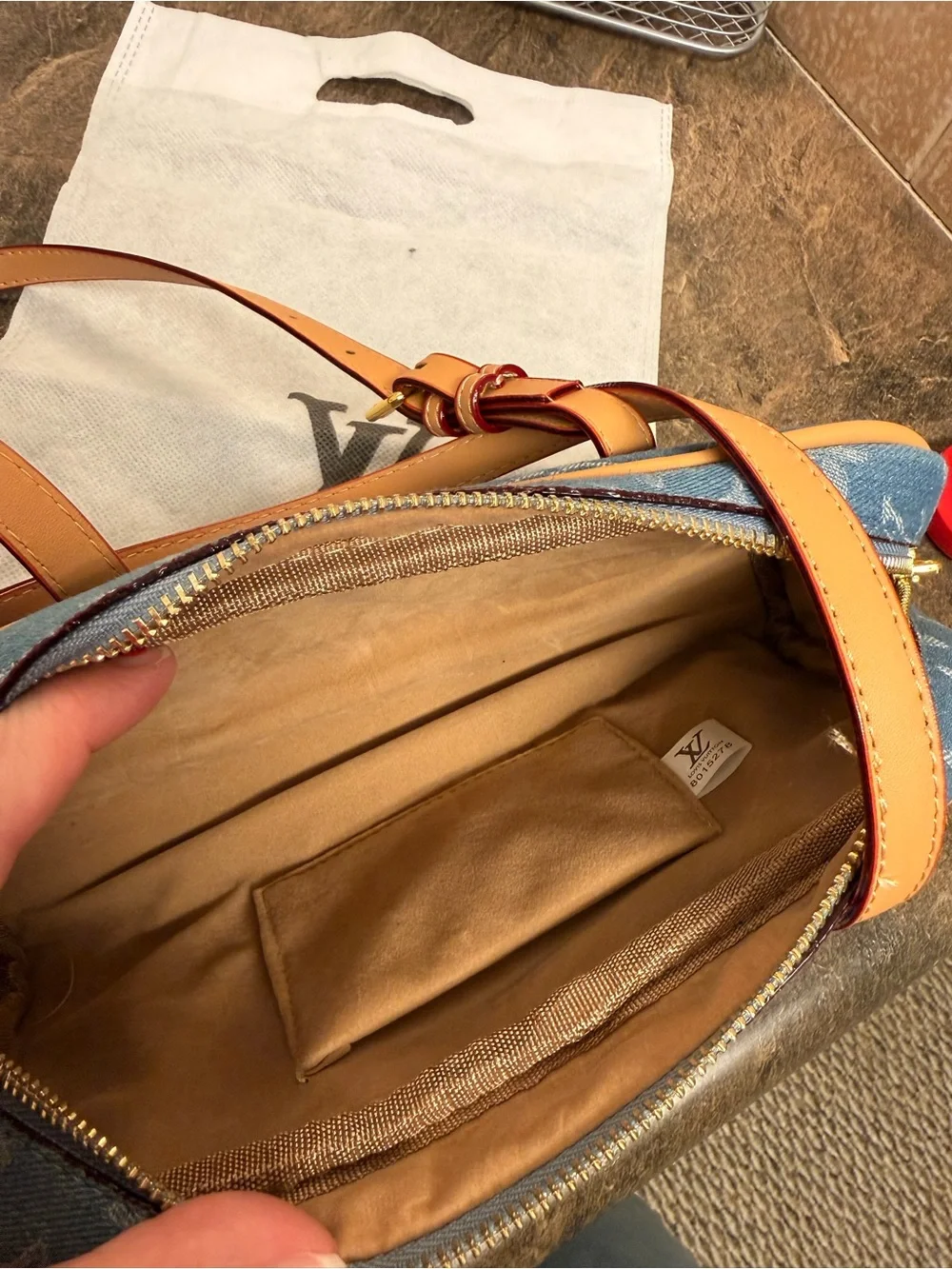 Monogram Blue Denim Papillon Shoulder Bag